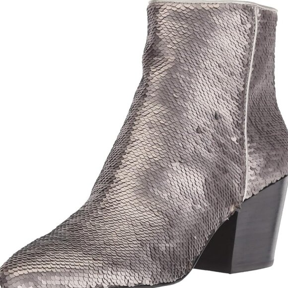 Dolce Vita Coltyn Sequined Pointed Toe Block Heel Booties in Silver - NWT/NIB - Picture 4 of 17